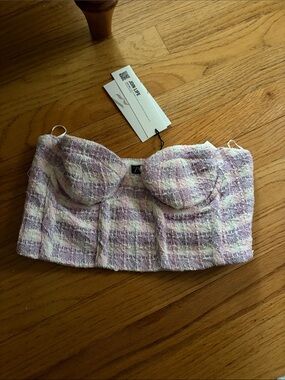 Zara Pastel Lavender and Cream Tweed Bustier